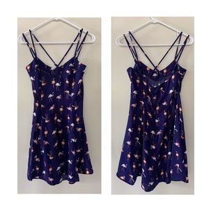 Blue/pink flamingo sundress. Size M.